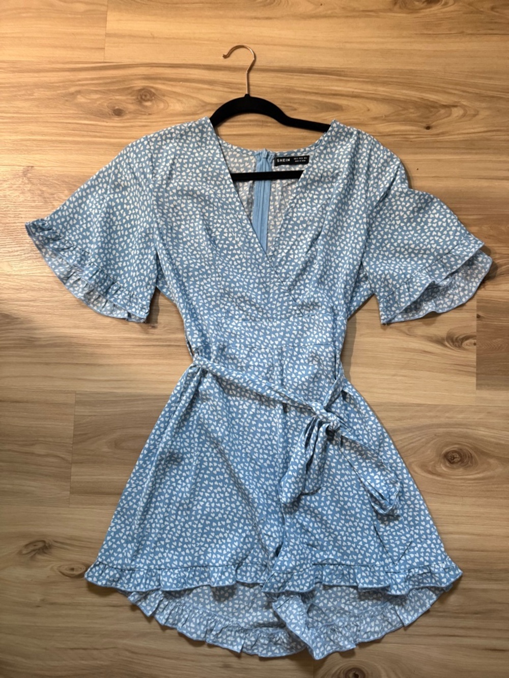Blue and White Heart Romper- Size Small